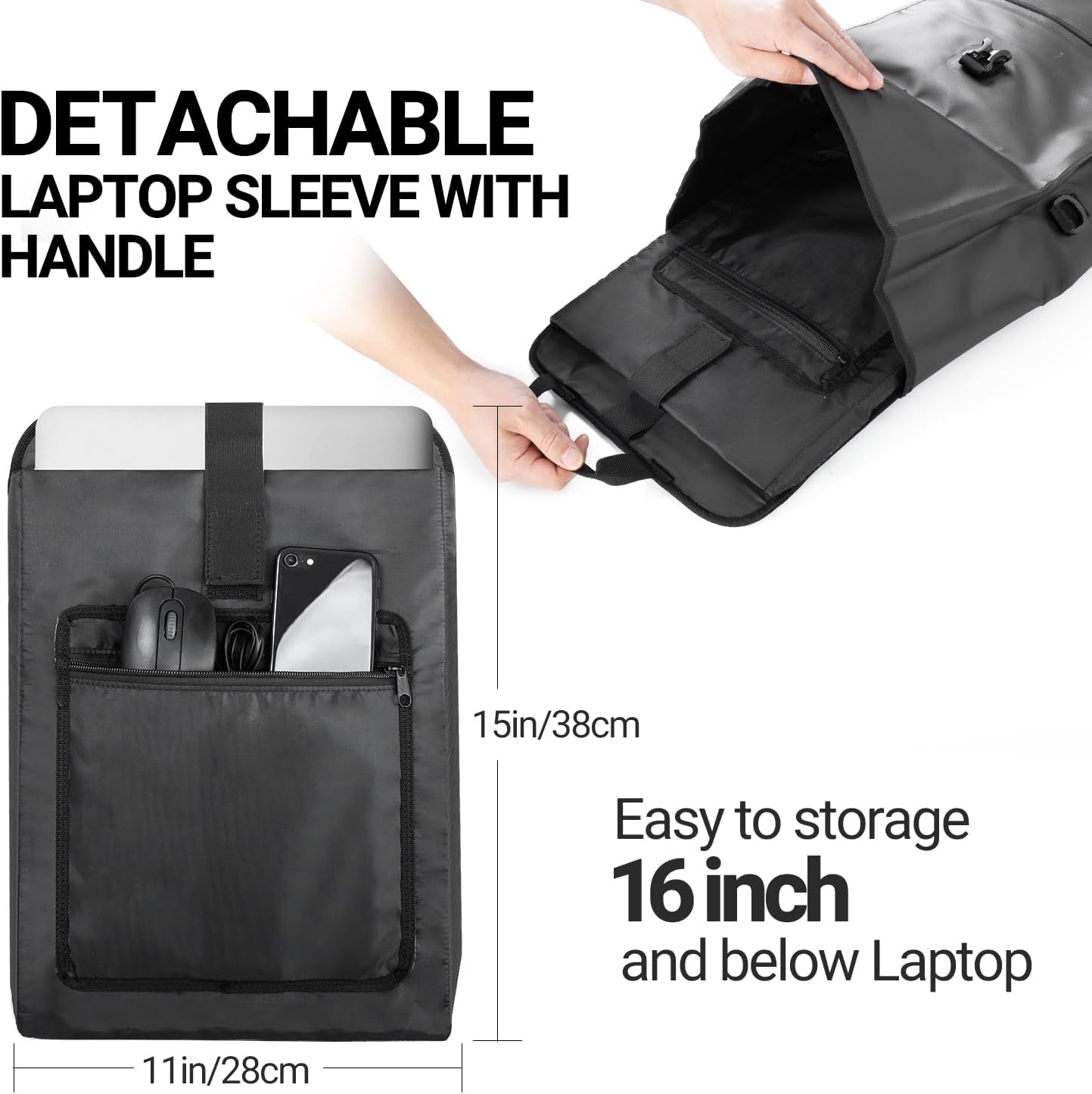 Afneembaar 16 inch laptopvak met handvat