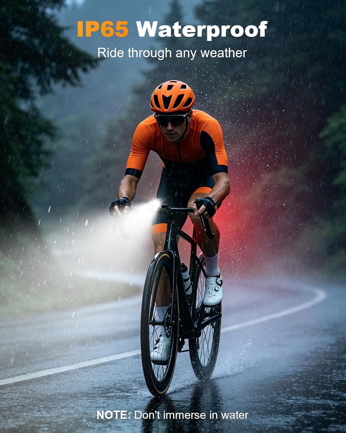 IP65 waterdichte fietsverlichting regen