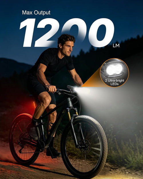 1200 lumen fietslamp voor met 2 LED