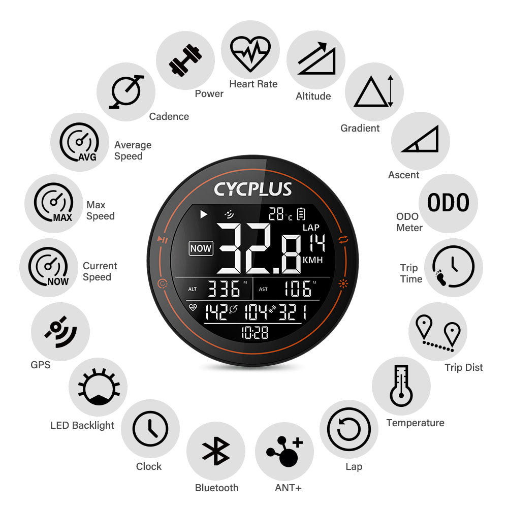 Fietsnavigatie GPS-Computer — 2.4" Kleuren Touchscreen