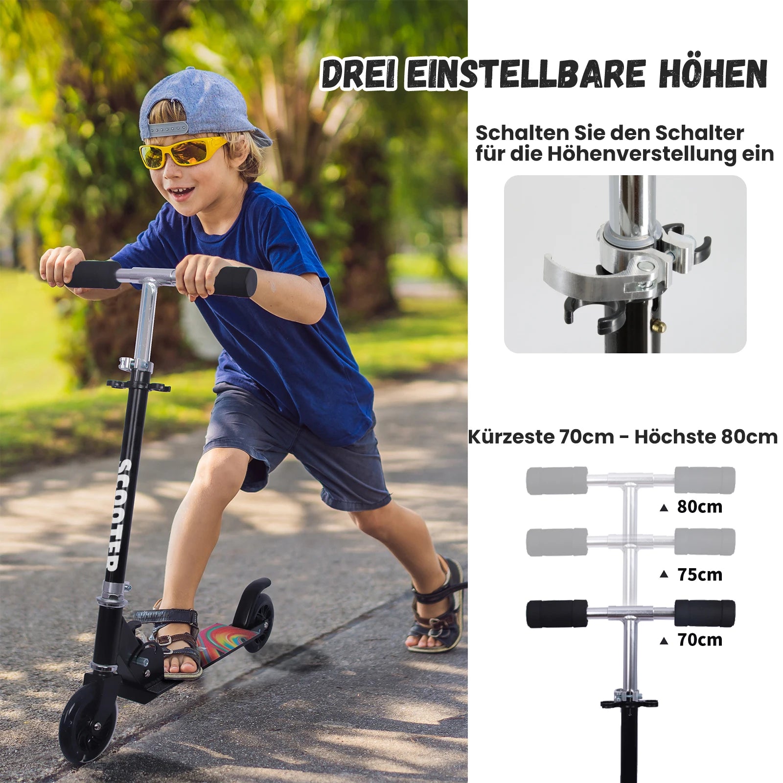 Fietspack™ Opvouwbare Kinderstep – 3 Hoogtes, LED-Wielen