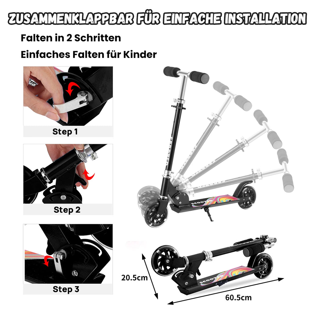 Fietspack™ Opvouwbare Kinderstep – 3 Hoogtes, LED-Wielen